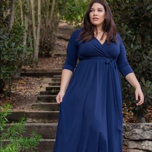 Plus Size Navy Maternity Maxi Dress-Pinkblush